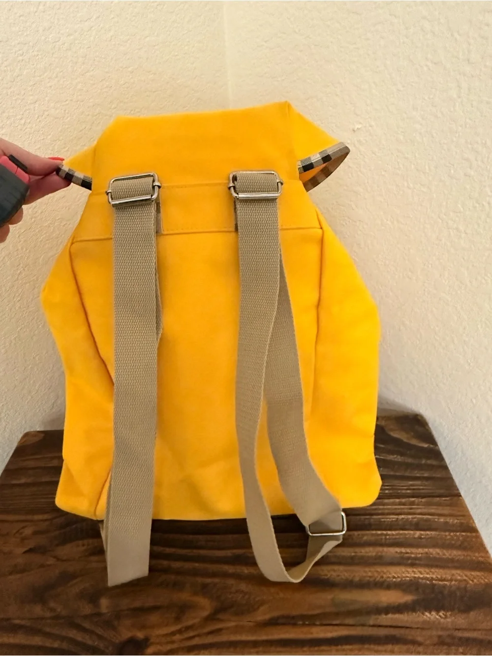 Burberrys Vintage Fragrances Canvas Backpack – Bright Yellow Nova Check Trim